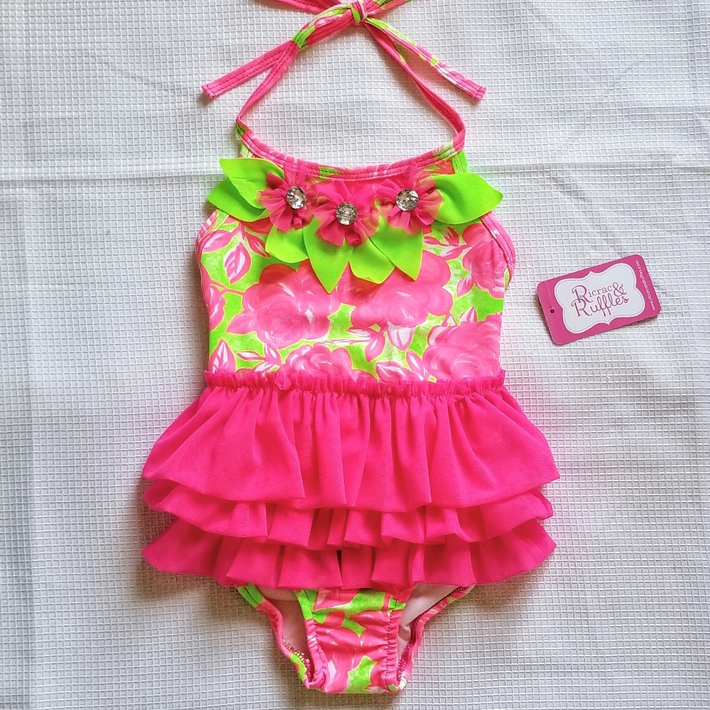 New Ricrac & Ruffles girls swimsuit